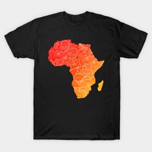 Colorful mandala art map of Africa with text in red and orange T-Shirt